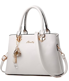 cheap -Women's Handbag Crossbody Bag Shoulder Bag PU Leather Office Daily Pendant Chain Solid Color Wine Black White