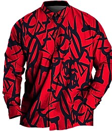preiswerte -Herren Übergröße Hemd Groß und hoch Abstrakt Umlegekragen Knöpfe Langarm Frühling & Sommer Sport Mode Streetwear Designer Outdoor Urlaub Oberteile