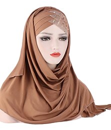 お買い得  -女性用 ヒジャブスカーフ スカーフラップ 宗教 アラビア語 イスラム教徒 ラマダン ソリッド 大人 ヘッドピース