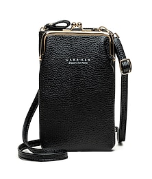 billige -Dame Crossbody-veske Lommebok Pung Mobilveske Lommebok for kredittkortholder PU lær utendørs Shopping Daglig Knapper Lettvekt Helfarge VÅTT Svart Gul