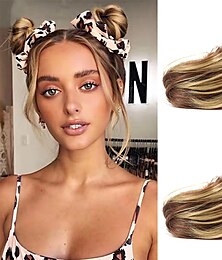 economico -2pcs mini artiglio finto spazio capelli chignon clip in chignon disordinato capelli sintetici chignon ciambella estensioni chignon parrucca accessorio coda di cavallo pezzi di capelli updo per donne