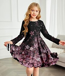 economico -Bambino Da ragazza Vestito Floreale Color Block Gradiente Manica lunga Esterno Informale Informale Dolce Poliestere Sopra il ginocchio Abito linea A Estate Primavera Autunno 4-12 anni Multicolore