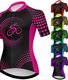 abordables -Femmes Maillot de cyclisme Graphique Géométrique Drôle Manche Courte Cyclisme Maillot Top avec 3 poches arrière VTT Vélo tout terrain Cyclisme sur route Séchage Rapide Bandes réfléchissantes Poche