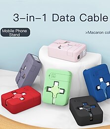 ieftine -Cablu de încărcare multiplu 3.3ft Extensii USB 2.4 A Cablu Încărcător Încărcare Rapidă 3 în 1 Retractabil Pentru iPad Samsung iPhone Accesorii de Mobil