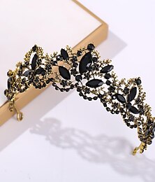 economico -corone barocche per donna corona regina tiara gotica corona di cristallo per donna tiara principessa per ragazze tiara vintage per matrimonio corona per spose (nero)