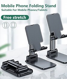 cheap -Foldable Mobile Phone Holder Stand Retractable Adjustable Phone Holder Cradle for iPhone 13 12 11 Pro Max X iPad and All Smartphones Adjustable Metal Desk Desktop Tablet Universal Cell Phone Holder
