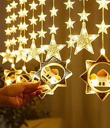 cheap -Ramadan Garland Light Star Moon LED Curtain String Light 2023 EID Mubarak Decor Lights For Home Islam Muslim Party Holiday Lighting AC220V 230V EU Plug