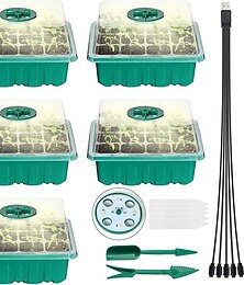 ieftine -Pachet de 5 tăvi de pornire pentru semințe cu lumină de creștere, tăvi de pornire pentru răsaduri dom reglabil cu umiditate, kit de pornire pentru semințe durabil pentru începutul creșterii semințelor