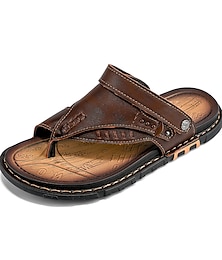 ieftine -Bărbați Sandale Papuci & Flip-flops Sandale plate Sandale din piele Papuci flip-flop Papuci de exterior Plimbare Casual Stiluri de Plajă Zilnic PU Respirabil Cizme / Cizme la Gleznă Loafer Negru Gri
