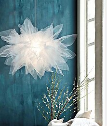 お買い得  -ledペンダントライト ホワイトメッシュシャンデリア 現代のペンダントライト 結婚式の部屋 リビングルーム 女の子の部屋 寝室のシャンデリア 個性 創造的なロマンチックな照明