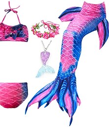 preiswerte -kinderkleidung Mädchen Meerjungfrau Bademode Badeanzug Bikini Leistung Kostümparty Mehrfarbig bezaubernd Strand Design Halfter Badeanzüge 4-12 Jahre Sommer Mehrfarbig