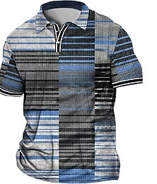 preiswerte -Herren Übergröße Poloshirt Groß und hoch Streifen Umlegekragen Bedruckt Kurzarm Frühling Sommer Sport Modisch Strassenmode Designer Outdoor Strasse Oberteile