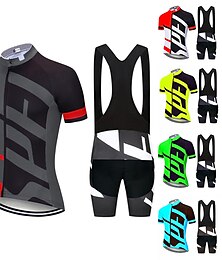 abordables -Hombre Maillot de ciclismo con culotte corto con tirantes Manga Corta MTB Bicicleta Montaña Ciclismo Carretera Blanco Amarillo Verde Bicicleta Trajes de Yoga Almohadilla 3D Transpirable Secado rápido