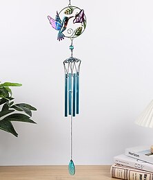 abordables -1 pc martin-pêcheur verre peint carillon éolien extérieur artisanat suspendu ornement pour fenêtre balcon jardin décor 16x78cm/6.3''x30.7''