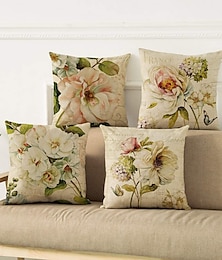 abordables -Fleur double face taie d'oreiller 4 pc doux décoratif carré taie d'oreiller taie d'oreiller pour chambre salon canapé canapé chaise