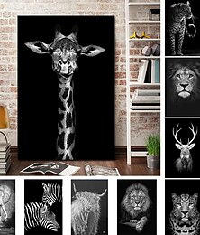 baratos -1 peça pôsteres de elefante de girafa de arte de parede de animais e estampas de arte de parede moderna para sala de estar sem moldura