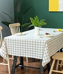 billiga -vattentät duk vinyl bordsduk vårbordsduk torka rent utomhus bordsduk vaxduk för picknick, bröllop, middag, påsk
