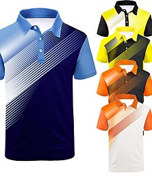 cheap -Men's Polo Shirt Golf Shirt Graphic Prints Geometry Turndown Black White Yellow Blue Orange Outdoor Street Short Sleeves Print Button-Down Clothing Apparel Sports Fashion Streetwear Designer