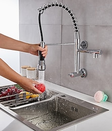 abordables -Robinet d'évier de cuisine mural uniquement pulvérisateur d'eau froide, robinets de cuisine pivotants à 360°