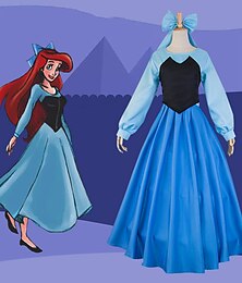 abordables -La Sirenita Ariel Princesa Vestidos Mujer Cosplay de película Cosplay Azul Vestido Lazo