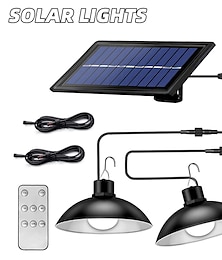 ieftine -lămpi solare cu pandantiv, în aer liber, în interior, reglabile, ip65, impermeabilă, cu două capete, cu cablu de 3 m și telecomandă