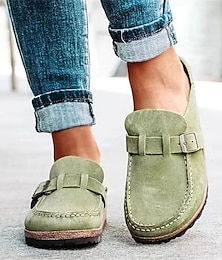 ieftine -Pentru femei Papuci Mărime Plus Size Pantofi desculți În aer liber Zilnic Culoare solidă Vară Toc Drept Vârf rotund Casual minimalism Imitație Piele Loafer Negru Mov Maro