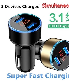 economico -2 porte display lcd presa accendisigari adattatore caricabatteria per auto caricabatteria per auto dual usb di alta qualità 12-24v 3.1a