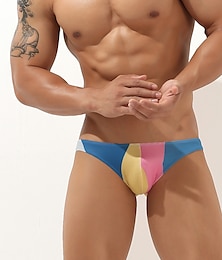 baratos -Homens 1 PC Cuecas Imprimir Fibra Sintética Elastano Lavável Confortável Bloco de cor Cintura Baixa Rosa Azul