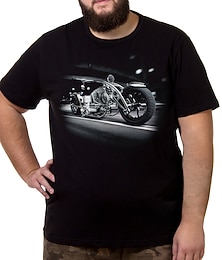 preiswerte -Herren Übergröße Groß Hoch T Shirt Tee Rundhalsausschnitt Schwarz Weiß Marineblau Kurze Ärmel Outdoor Ausgehen Bedruckt Grafik-Drucke Bekleidung Baumwollmischung Strassenmode Stilvoll Brautkleider