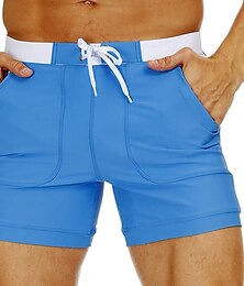 cheap -Men's Swimwear Swim Shorts Swim Trunks Shorts Pocket Plain Comfort Breathable Holiday Going out Hawaiian Boho Pink Red