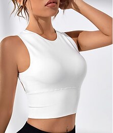 preiswerte -Damen-Sport-BH mit hoher Stützkraft, offener Rücken, herausnehmbares Polster, einfarbig, dunkelgrau, Elasthan, Yoga, Fitness, Fitnessstudio, Workout-BH, Oberteil, Sport-Activewear, hohe