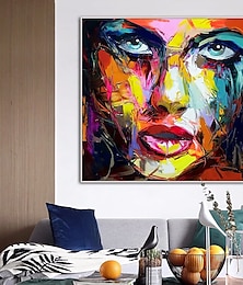 abordables -grande taille peinture à l'huile originale 100% fait main peint à la main art mural sur toile beauté colorée femme visage abstrait moderne décoration de la maison décor toile roulée pas de cadre non
