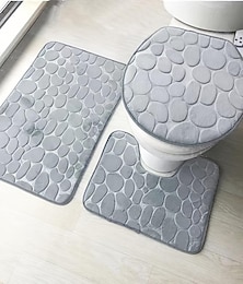 billige -3 stk badematte sklisikre baderomstepper sett, ultramykt sklisikre badeteppe og absorberende badematte tepper, inkluderer u-formet konturteppe, toalettlokkdeksel