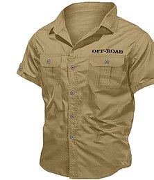 economico -Per uomo Camicia Camicie da lavoro Camicia casual Camicia da lavoro Camicia con Bottoni Camicia cargo Bianco Rosso Blu marino Verde Kaki Manica Corta Grafico Lettera Collo ripiegato Vacanza Uscire