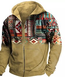 abordables -Hombre Bloque de color Estampados Sudadera Sudaderas Sudadera con capucha y cremallera completa Manga Larga Sudadera con capucha Con Capucha Ropa de calle Impresión 3D Deporte Diario Deportes Azul
