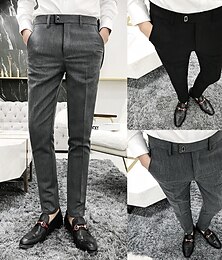 economico -Per uomo pantaloni della tuta magro Pantaloni Pantaloni a matita Tasche Liscio Traspirante Elasticizzato Alla caviglia Matrimonio Ufficio Attività commerciale Cotone Moderno Informale magro Nero