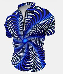 halpa -Miesten Kuvitettu Vetoketjulliset poolopaidat Golfpaita Lyhythihainen Poolopaidat Kauluspaidat Vapaa-aika Lomavaatteet Rave Wear Juhla-asut 3D-tulostus Quarter Zip Polo Sininen Valkoinen Keltainen