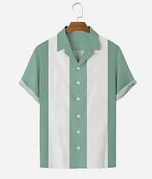 economico -Per uomo Camicia Camicia da bowling Camicia con bottoni Camicia estiva Camicia da campo Nero Rosso Blu marino Arancione Verde Maniche corte Color Block Stampe astratte Collo ripiegabile Sport Per