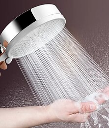 זול -ראש מקלחת 5 מצבים ספריי כף יד בלחץ גבוה, עם לחצן עצירה מתכוונן חיסכון במים בלחץ גבוה, אביזרי אמבטיה למקלחת, פאנל גדול ציפוי אלקטרוניקה ראש מקלחת חמישה מהירויות