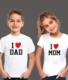 billiga -Barn Flickor T-shirt Bokstav Ledigt Kortärmad Crewneck Mode Bomull 7-13 år Sommar Ljusvit Svart Vit