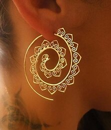 economico -nuovi orecchini a spirale ovali europei e americani esagerati a forma di ingranaggio a forma di cuore a forma di ingranaggio a forma di cuore retrò all'ingrosso di gioielli