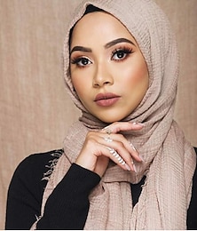 お買い得  -イスラム教徒ヒジャーブヘッドラップ無地バブルシフォンスカーフ女性のためのファッションソフトヒジャーブロングスカーフラップスカーフ 175*70 センチメートル