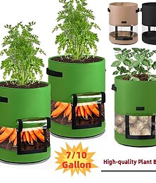 お買い得  -1pc ポテト成長バッグ野菜タマネギ家庭菜園植物ハンドル付き pu 肥厚庭ニンジン里芋ピーナッツ成長バッグポテトポット