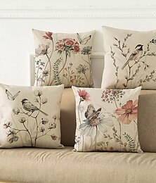 ieftine -floare pasăre fluture husă de pernă cu două părți 4 buc. față de pernă decorativă moale pentru dormitor sufragerie canapea canapea scaun lavabil la mașină
