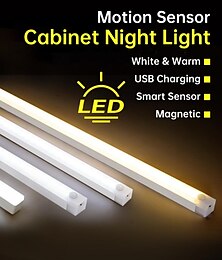 cheap -LED Night Light PIR Motion Sensor USB Rechargeable 10/20/30/50cm Closet Kitchen Cabinet Corridor Stair Lights Wireless Night Lamp