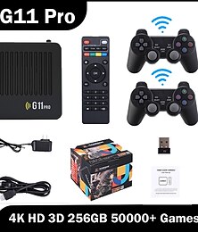 billiga -ampown g11 pro 4k hd 3d gamebox videospelskonsol 64g 128g 256g game sopa 2.4g surfplatta gamepad stöd psp gbc gba n64 40000 spel, julklappar till födelsedagsfest till vänner och barn