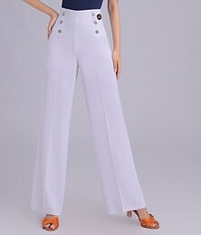 お買い得  -ラテンダンス ボールルームダンス パンツ ピュアカラー スプライシング 女性用 性能 訓練 ハイウエスト スパンデックス