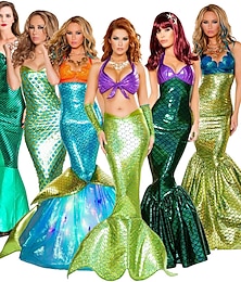 cheap -The Little Mermaid Mermaid Dress Cosplay Costume Outfits Masquerade Fancy Costume Adults' Women's Mermaid and Trumpet Gown Slip Cosplay Costume Halloween Halloween Halloween Masquerade Mardi Gras