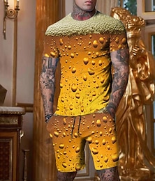 olcso -Férfi Rövidnadrág és póló szett Póló ruhák Grafika Oktoberfest sör Terített nyak Ruházat 3D nyomtatás Szabadtéri Napi Rövid ujjú 3D nyomtatás 2 db 2db Dizájn Alkalmi Kényelmes