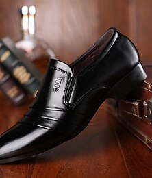 ieftine -Bărbați Mocasini & Balerini Pantofi rochie Cizme din piele Afacere Casual Nuntă Zilnic PU Respirabil Augmentare Înălțime Loafer Degetar negru Siret negru Vară